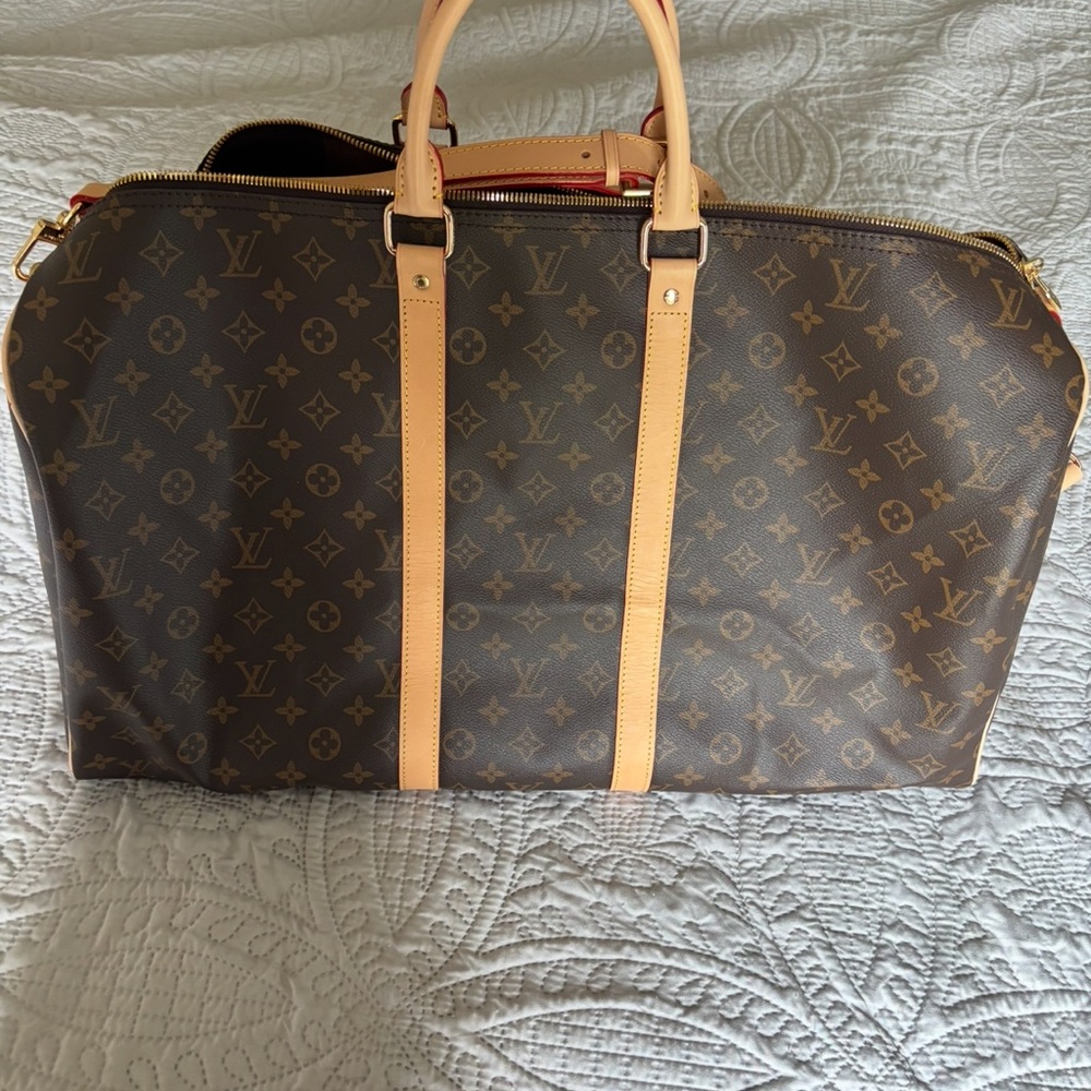 Elegant Brown Monogram Travel Bag/ Duffel bag.